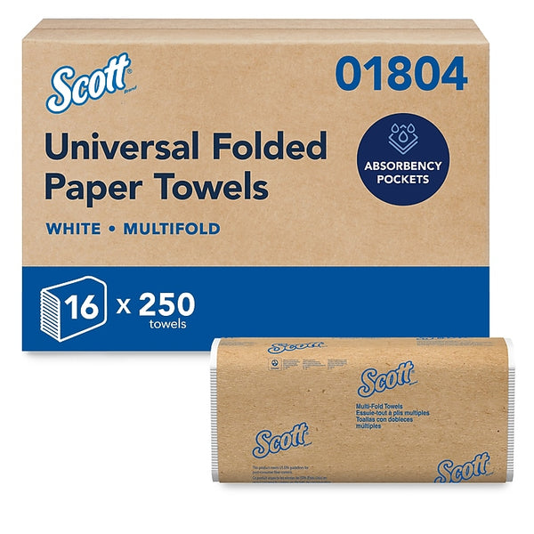Scott Essential Recycled Multifold Paper Towels, 1-ply, 250 Sheets/Pack, 16 Packs/Carton