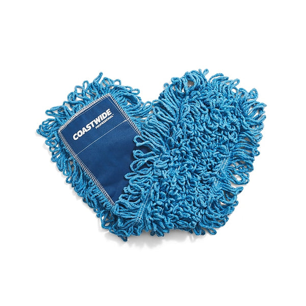 Coastwide Professional Looped-End Dust Mop Head, Cotton, 24" x 5", Blue