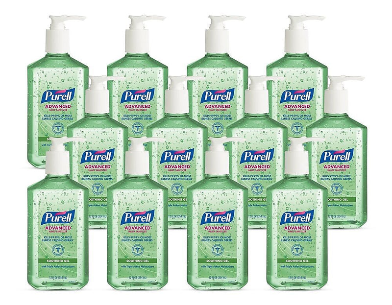 PURELL Advanced 70% Alcohol Gel Hand Sanitizer, Fresh Scent, 12 oz., 12/Carton