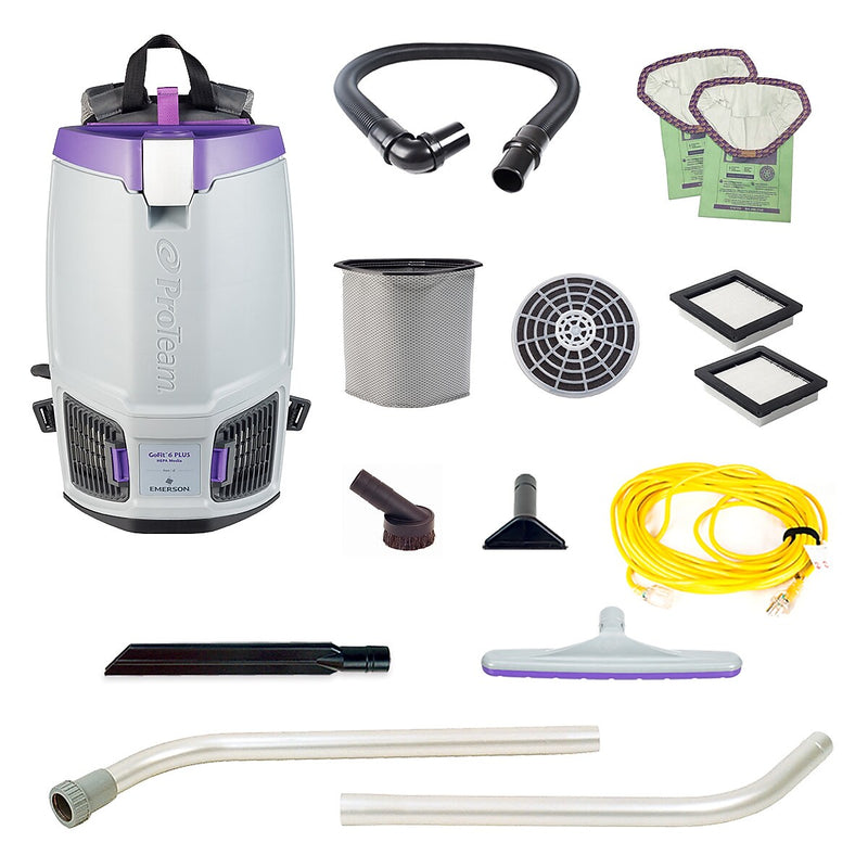 ProTeam GoFit 6 PLUS Backpack Vacuum with Xover Multi-Surface Two-Piece Wand Tool Kit