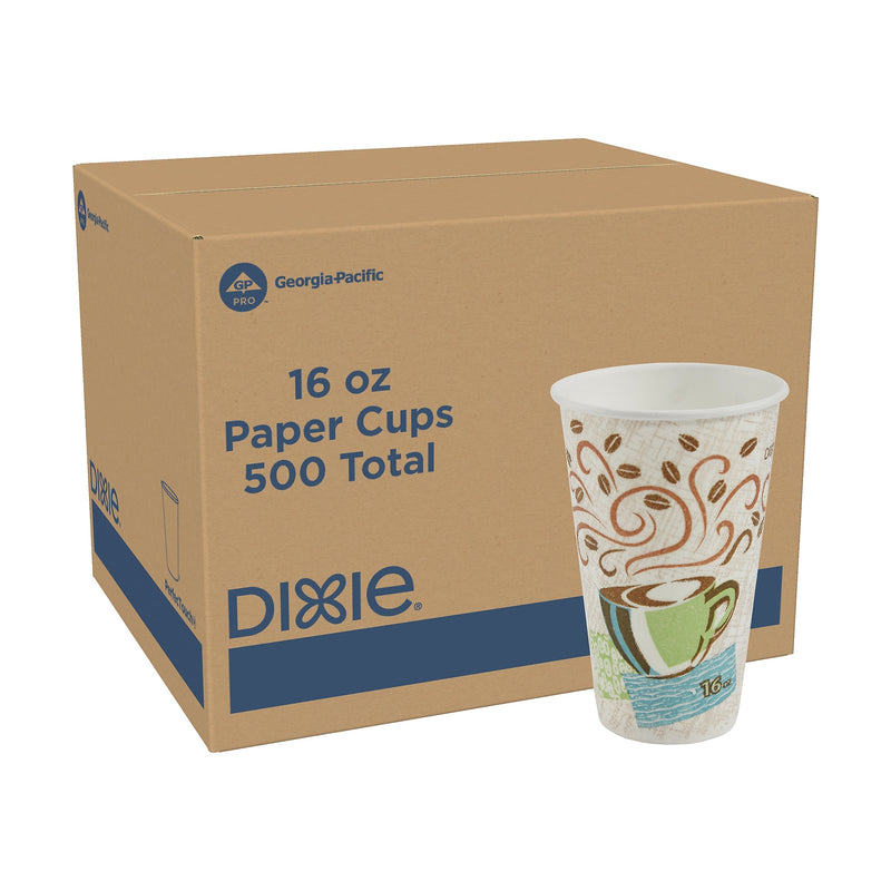 Dixie PerfecTouch Insulated Paper Hot Cups, 16 oz, Coffee Haze, 500/Carton