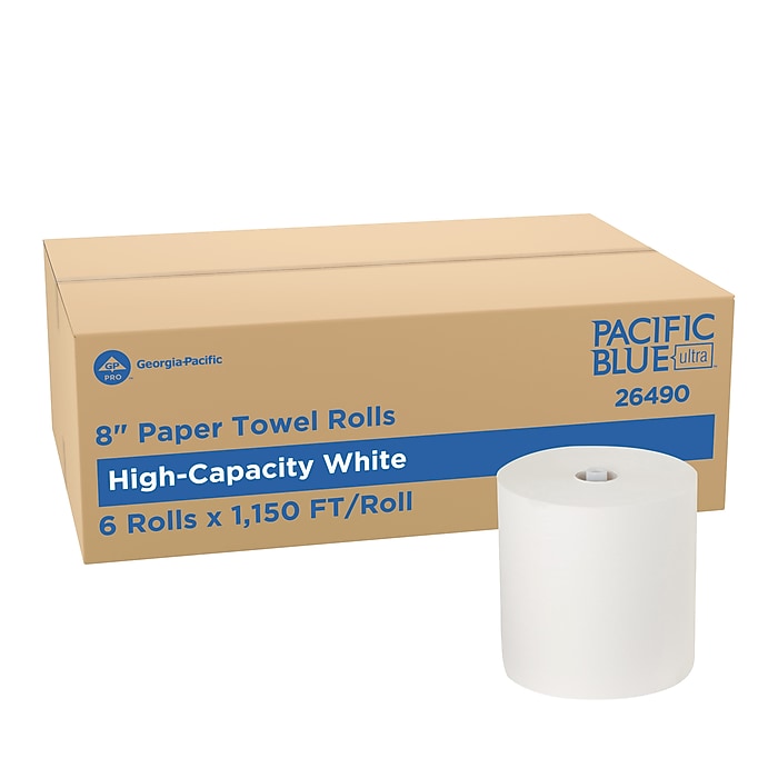Pacific Blue Ultra Hardwound Paper Towels, 1-Ply, 6 Rolls/Carton