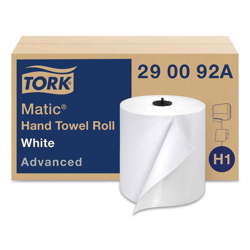 Tork Advanced Matic Hand Towel Roll, 2-Ply, 7.7" X 525 Ft, White, 643/Roll, 6 Rolls/carton