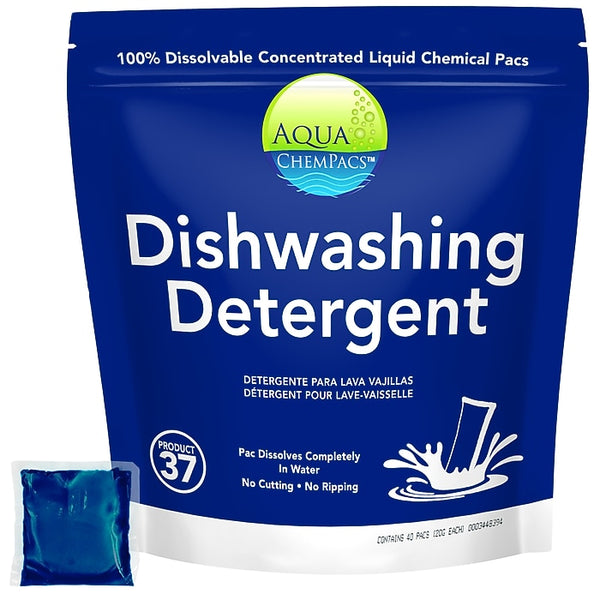 Diversey Aqua Chempacs Dishwashing Detergent, Lemon Scent, 40 Pacs/Bag