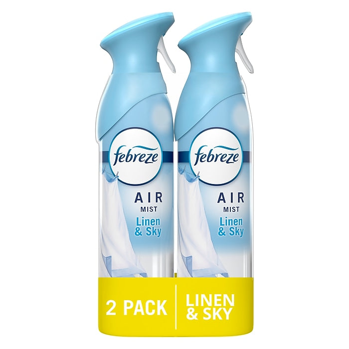Febreze Odor-Fighting Air Freshener Spray, Linen & Sky Scent, 8.8 oz., 2/Pack