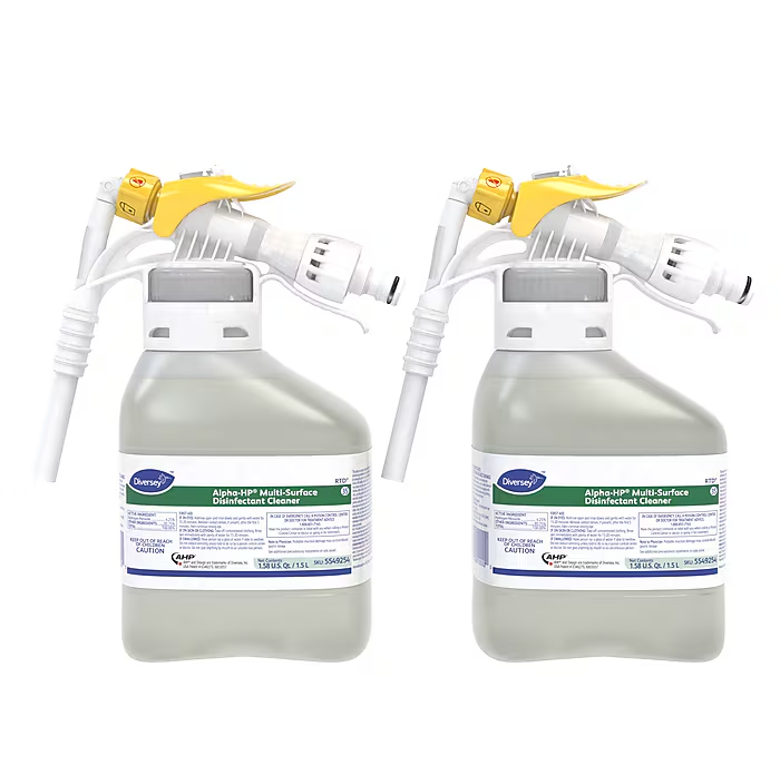 Diversey Alpha-HP 67 RTD Multi-Surface Disinfectant Cleaner, Citrus, 1.5L, 2-Pack