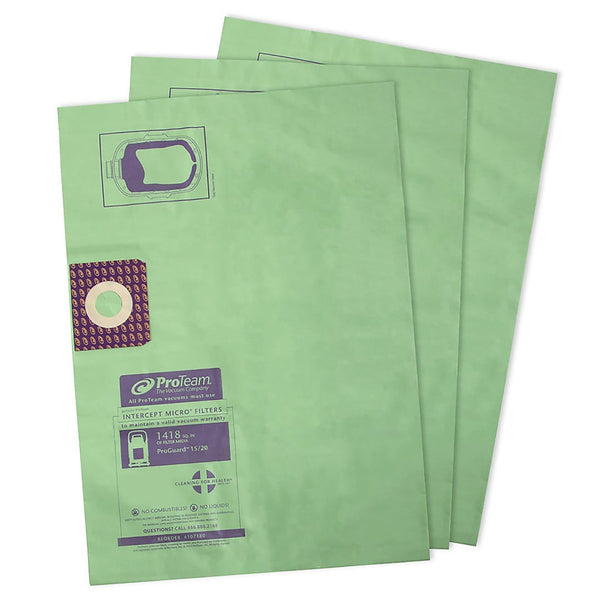 ProTeam Intercept Micro Vacuum Filter, Green, 3/Pack