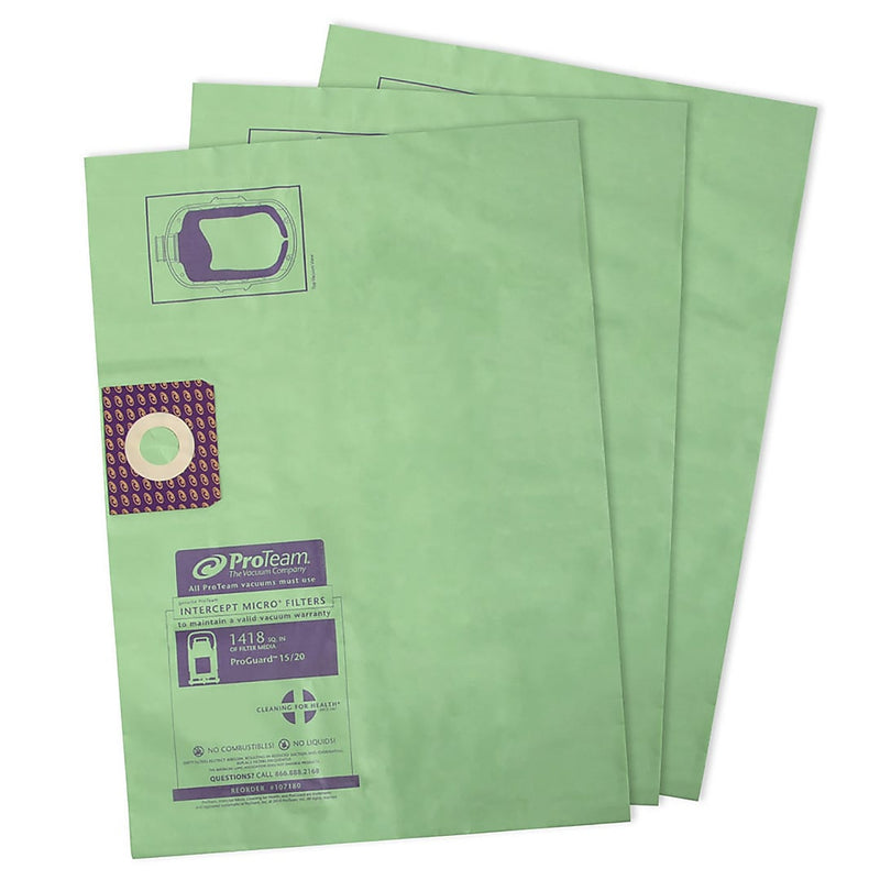 ProTeam Intercept Micro Vacuum Filter, Green, 3/Pack