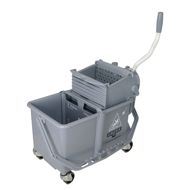 Unger Smartcolor Split-Compartment Bucket & Side-Press Wringer, 16-Quarts, Gray