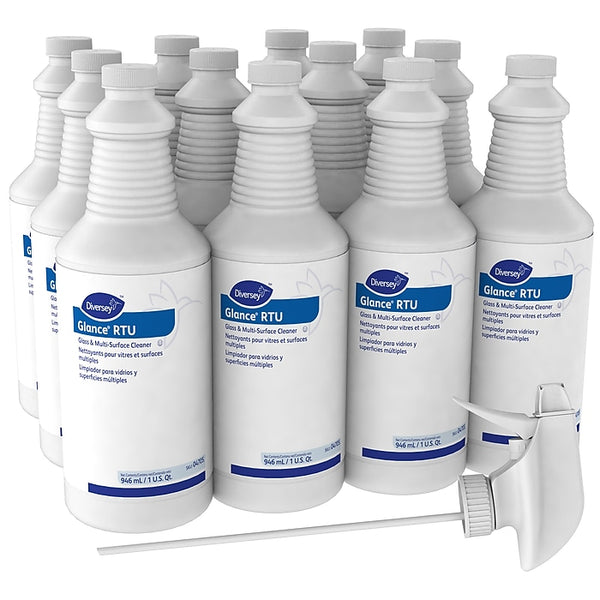 Diversey Glance RTU Glass and Multi-Surface Cleaner with Ammonia, 32 oz., 12/Carton