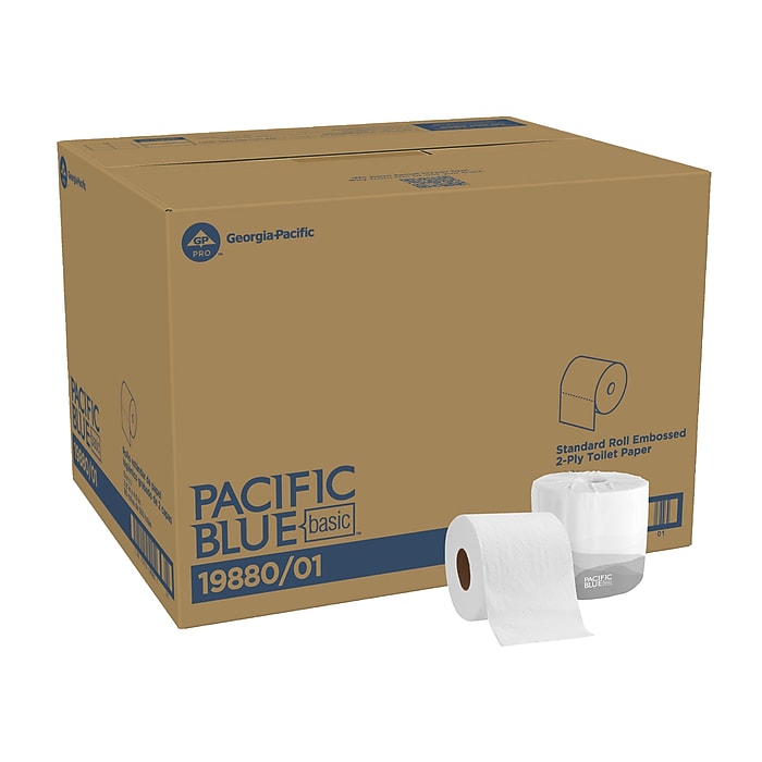 Pacific Blue Basic Toilet Paper, 2-Ply, White, 550 Sheets/Roll, 80 Rolls/Carton