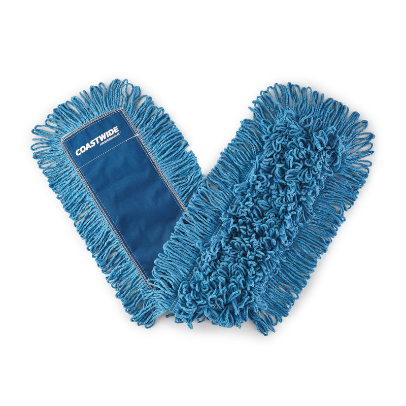 Coastwide Professional Looped-End Dust Mop Head, Cotton, 36" x 5", Blue