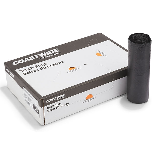 Coastwide Professional 40-45 Gallon Trash Bag, 40" x 48", High Density, 22 mic, Black, 6 Rolls