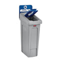 Rubbermaid Slim Jim Single-Stream Recycling Station, 23 Gallon, Mixed Recycling, Gray/Blue