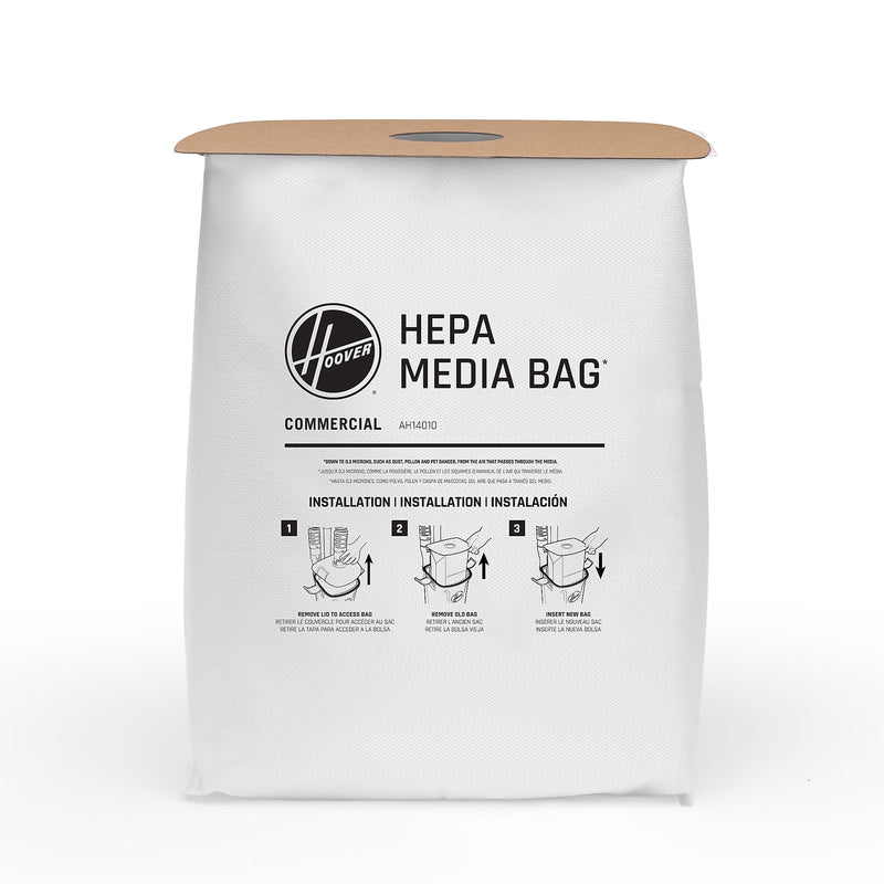Hoover Commercial Vacuum HEPA Media Filter Bags, White, 10/Pack