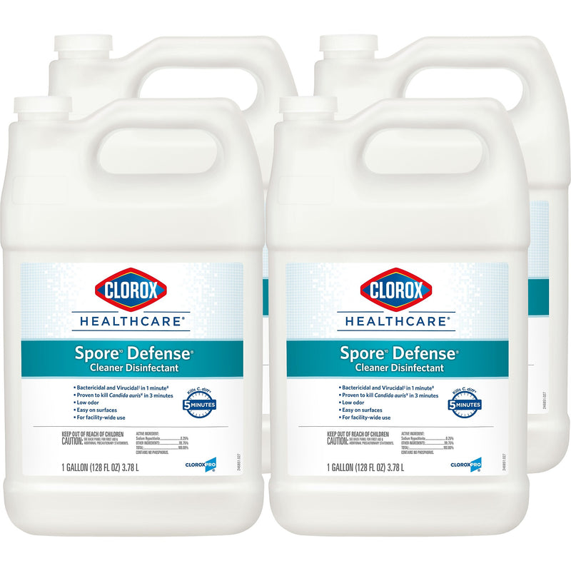 Clorox Healthcare Spore Defense Cleaner Disinfectant, Closed System Refill Bottle, 128 Fl Oz, 4/Pack