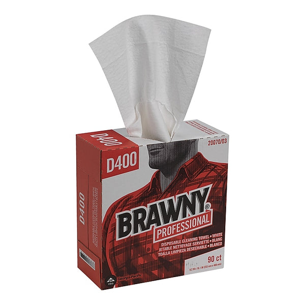 Brawny Professional D400 Cellulose Cleaning Wipers, 16.3" x 9.25", White, 90 Wipers/Box, 10/Carton