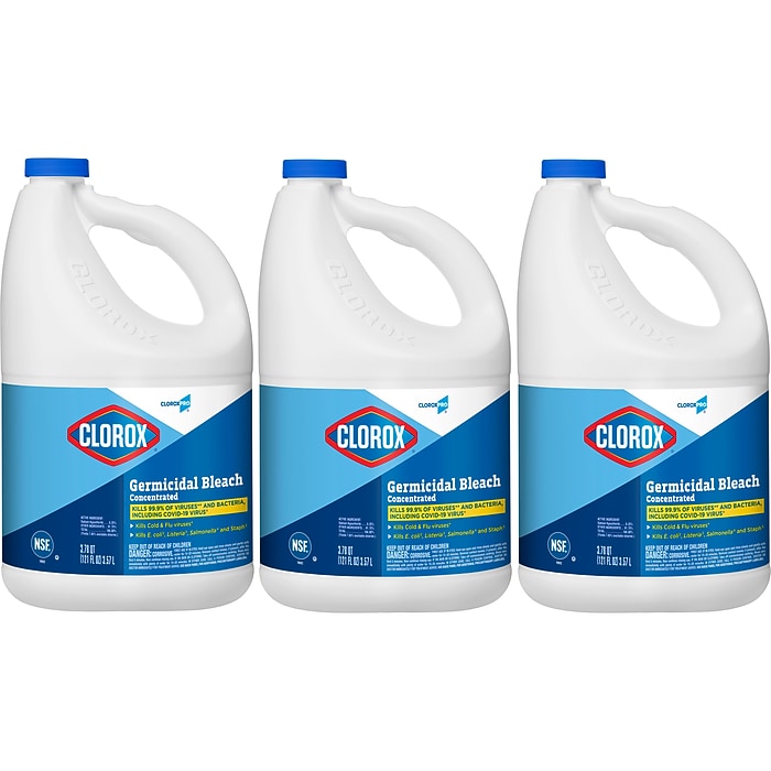 Clorox CloroxPro Germicidal Concentrated Bleach, 121 oz., 3/Carton