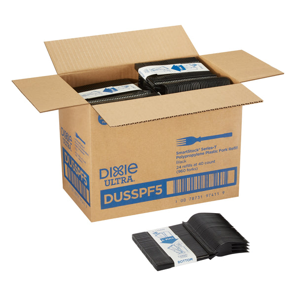 Dixie Ultra SmartStock Series-T Polypropylene Fork Refill, Heavy-Weight, Black, 960/Carton