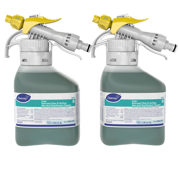 Diversey Crew 42 Restroom Floor & Surface Non-Acid Disinfectant Cleaner for RTD Spray Systems, 1.5 L, 2/Carton (101105992)
