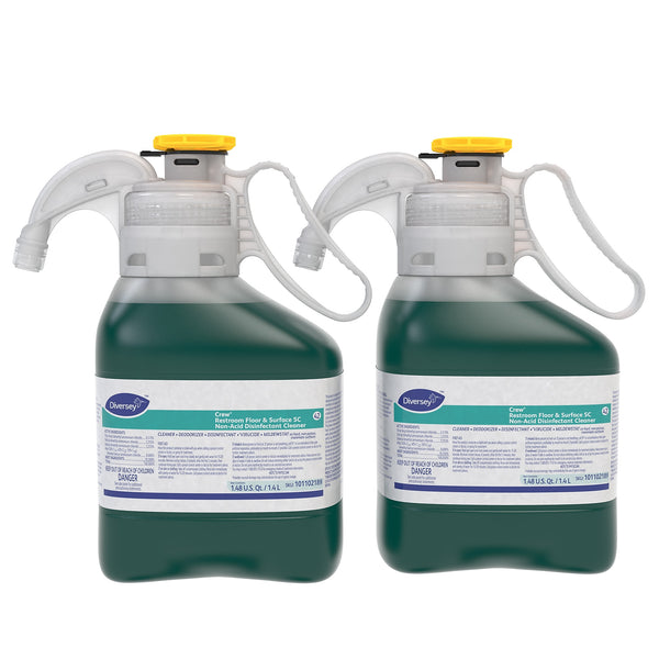 Diversey Crew 42 Restroom Floor & Surface SC Non-Acid Disinfectant Cleaner For SmartDose Systems, 1.4 L, 2/Carton