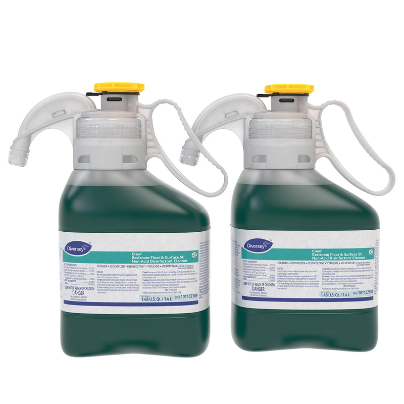 Diversey Crew 42 Restroom Floor & Surface SC Non-Acid Disinfectant Cleaner For SmartDose Systems, 1.4 L, 2/Carton