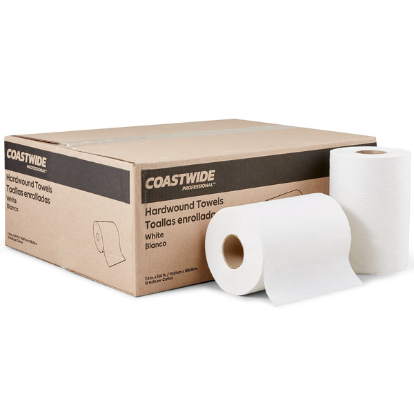 Coastwide Professional Hardwound Paper Towels, 1-Ply, 350 ft./Roll, 12 Rolls/Carton