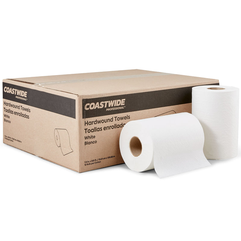 Coastwide Professional Hardwound Paper Towels, 1-Ply, 350 ft./Roll, 12 Rolls/Carton