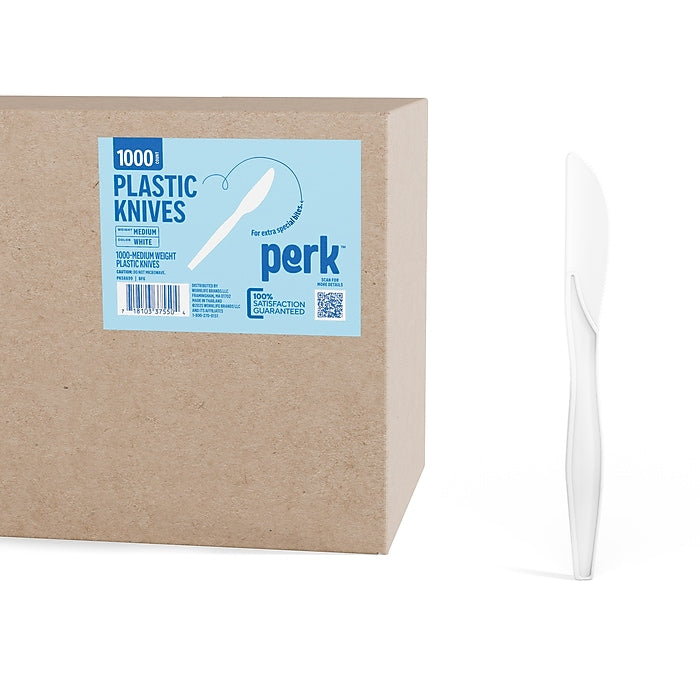 Perk Polystyrene Knife, Medium-Weight, White, 1000/Pack