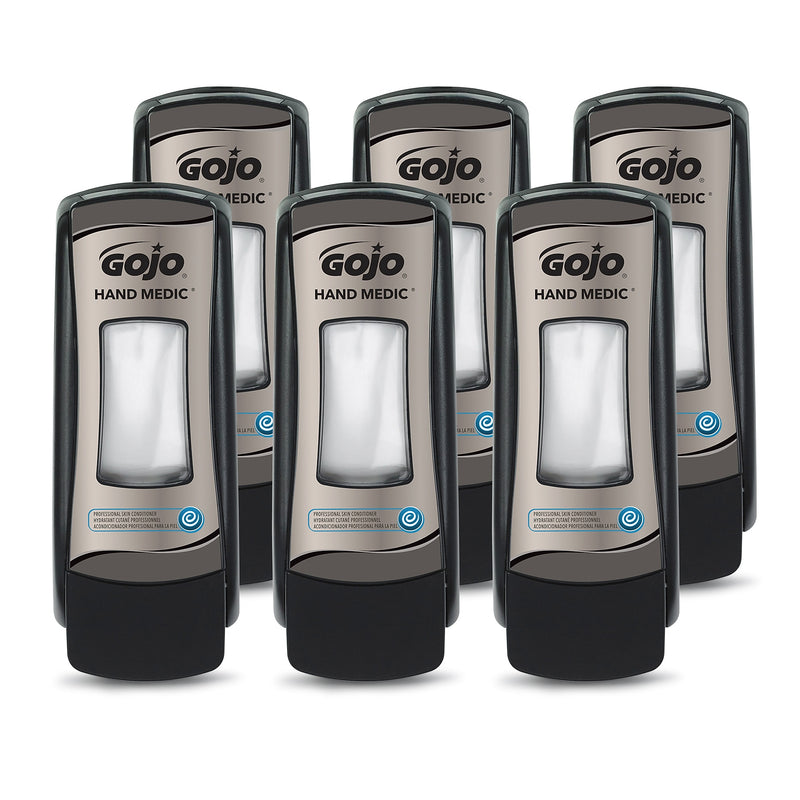 GOJO HAND MEDIC ADX-7 Wall Mounted Hand Soap Dispenser, Black/Chrome, 6/Carton