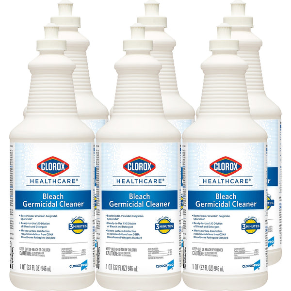 Clorox Healthcare Bleach Germicidal Cleaner, 32 oz., 6/Carton