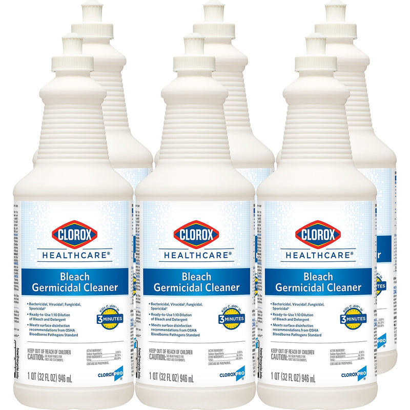 Clorox Healthcare Bleach Germicidal Cleaner, 32 oz., 6/Carton