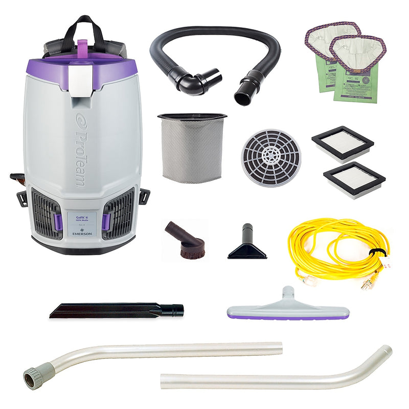 ProTeam GoFit 6 Backpack Vacuum with Xover Multi-Surface Two-Piece Wand Tool Kit