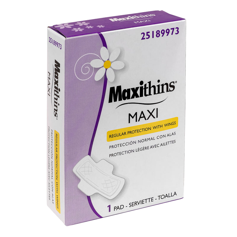 Maxithins Maxi Pads with Wings, Individually Wrapped, 250/Carton