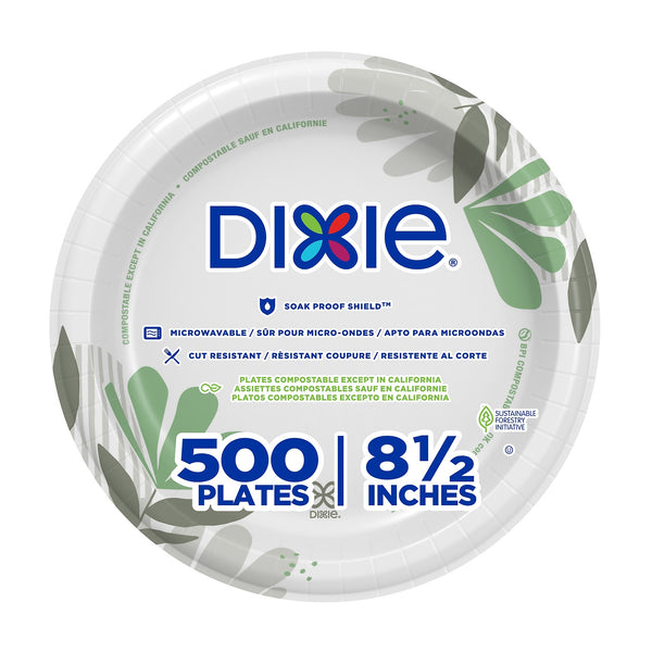Dixie Pathways Medium-Weight Paper Plates, 8-1/2", Pathways Design, 500/Carton
