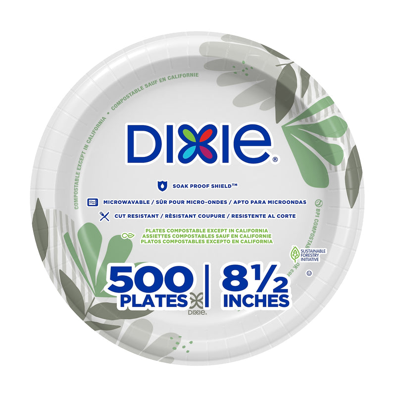 Dixie Pathways Medium-Weight Paper Plates, 8-1/2", Pathways Design, 500/Carton