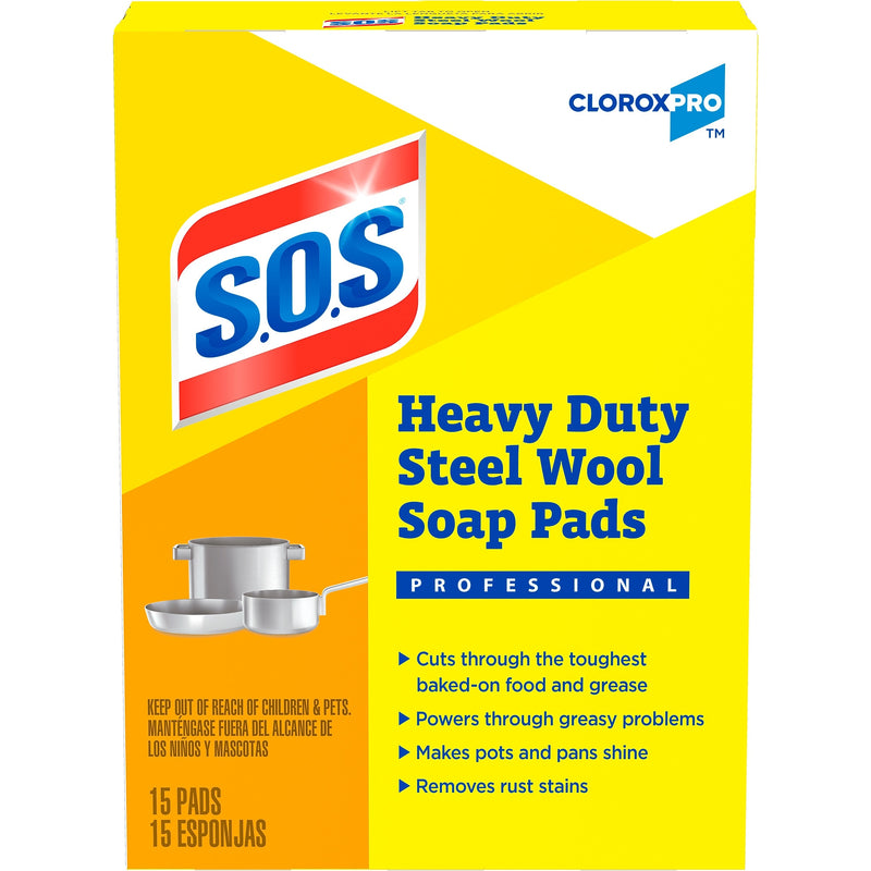 S.O.S Heavy Duty Steel Wool Soap Pads, 15 Pads/Pack