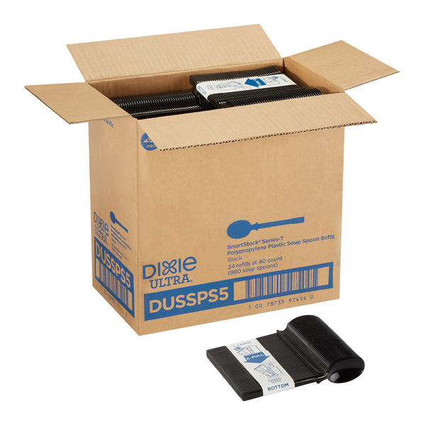 Dixie Ultra SmartStock Series-T Polypropylene Soup Spoon Refill, Heavy-Weight, Black, 960/Carton