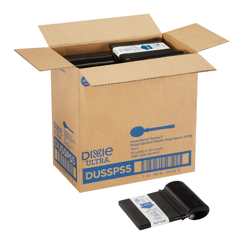 Dixie Ultra SmartStock Series-T Polypropylene Soup Spoon Refill, Heavy-Weight, Black, 960/Carton