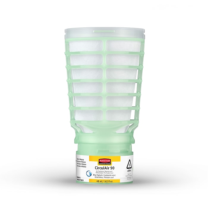 Rubbermaid Commercial CirculAir 90 Solid Air Freshener & Deodorizer Refill, Blue Splash Scent, 6/Carton
