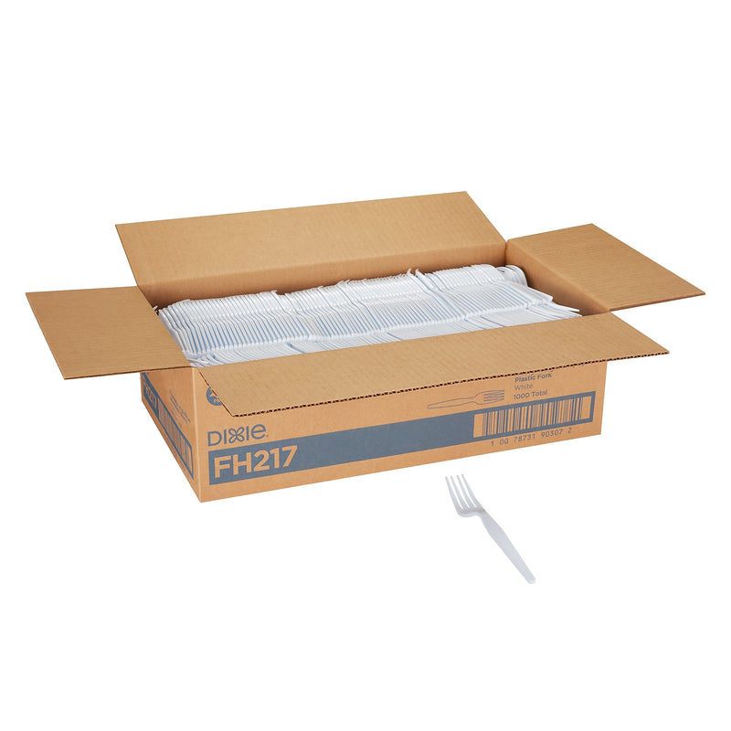 Dixie Heavy-Weight Plastic Fork, White, 1000/Carton