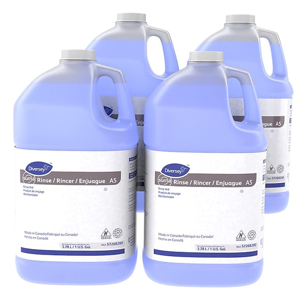 Diversey A5 Dishwasher Suma Rinse Aid , Unscented, 128 oz., 4/Carton