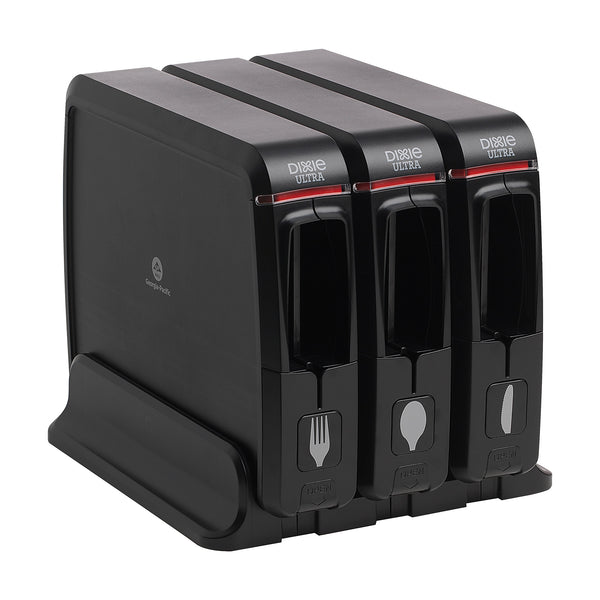 Dixie Ultra SmartStock Series-W Wrapped Cutlery Dispenser, Black, 3/Carton
