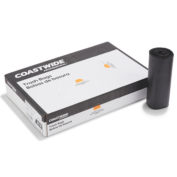 Coastwide Professional 30-33 Gallon Trash Bag, 33" x 40", High Density, 22 mic, Black, 200 Bags/Box