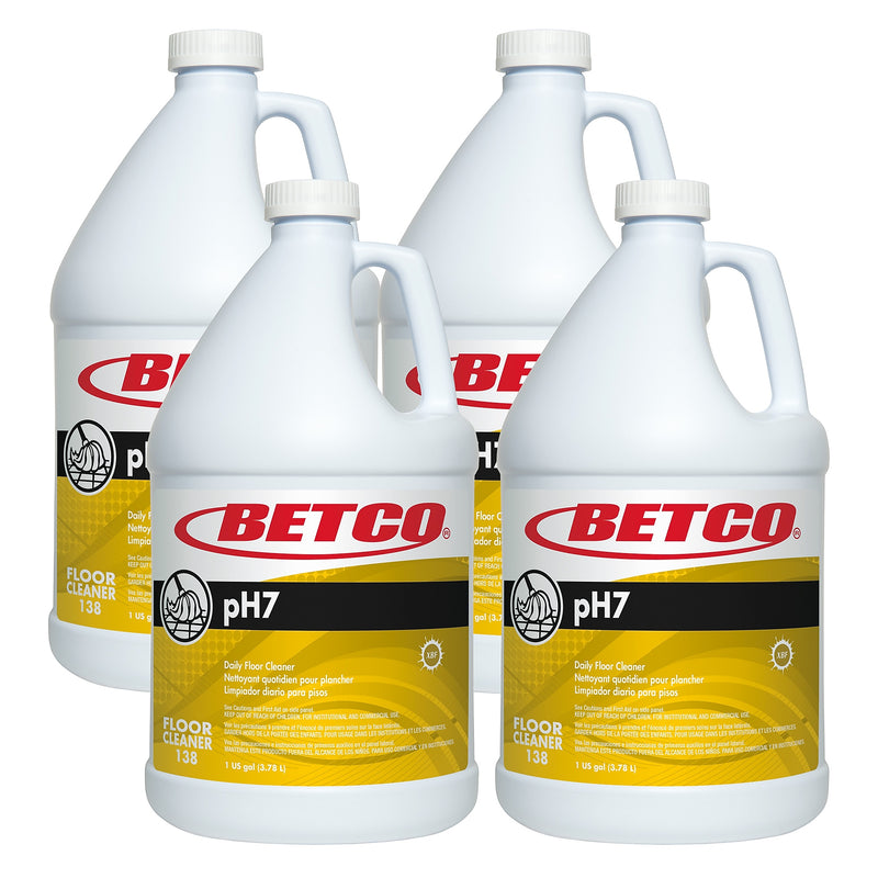 Betco pH7 Floor Cleaner, Lemon Scent, 1 Gal., 4/Carton