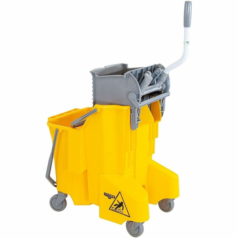 Unger Smartcolor Plastic Split-Compartment Mop Bucket, 8-Gallon, Yellow
