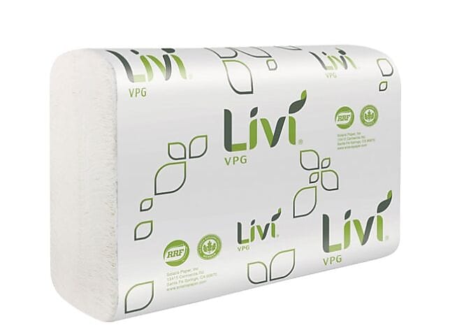 Livi Multifold Paper Towels, 1 Ply, Multifold, 9.06" x 9.45", White, 16/CT