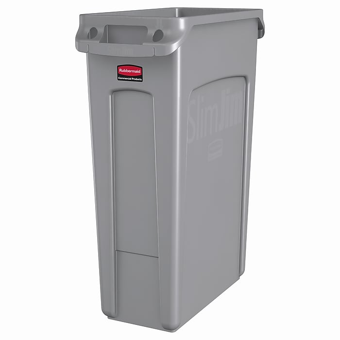 Rubbermaid Commercial FG354060GRAY Slim Jim 23 Gal Gray Trash Can