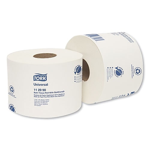 Tork Universal Bath Tissue Roll with Opticore, Septic Safe, 1-Ply, White, 1,755 Sheets/roll, 36/Carton