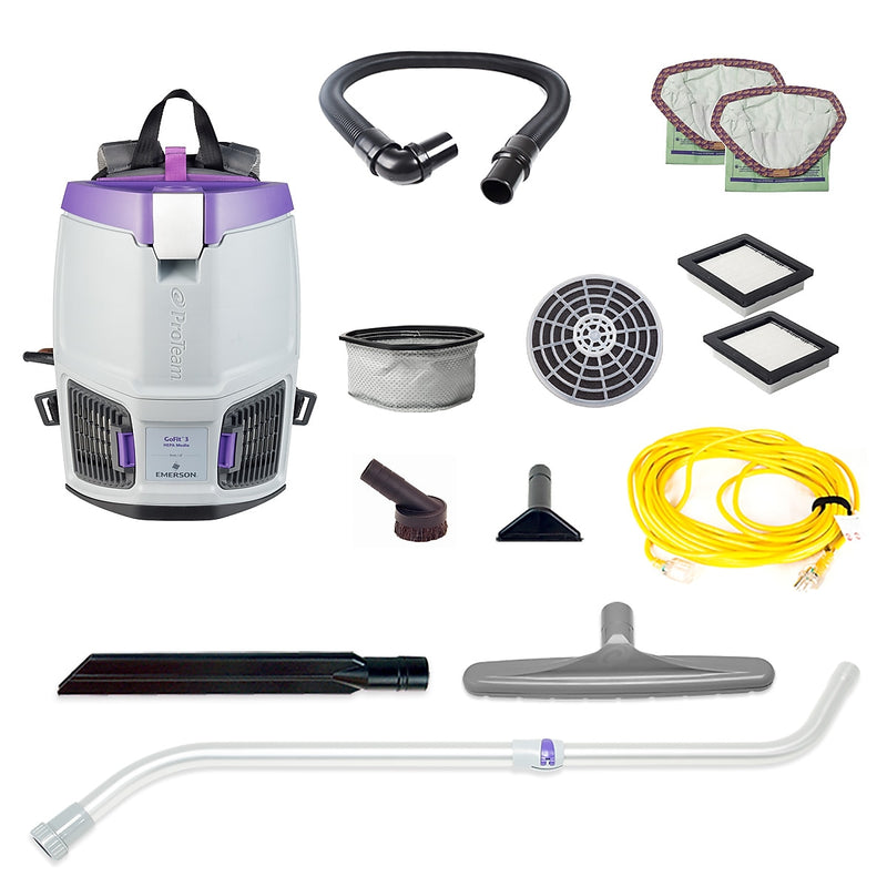 ProTeam GoFit 3 Backpack Vacuum with Xover Performance Telescoping Wand Tool Kit